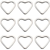 30Pcs Heart Linking Charms Hollow Frame Pendants Stainless Steel Heart Charms Earrings Beading Hoop Linking Ring Connectors for Bracelet Necklace Jewelry Making