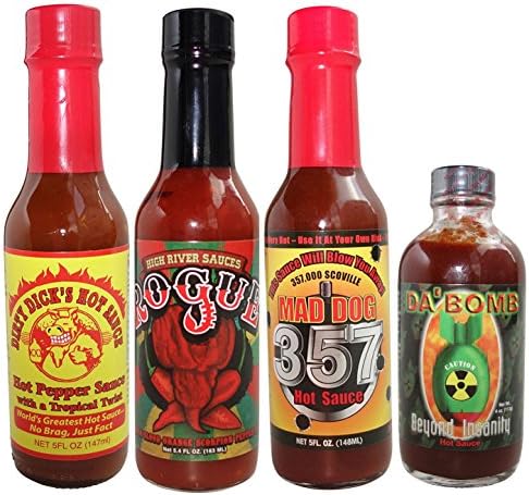Hot Sauce Gift Set For Wings, Habanero, Chipotle, Scorpion Variety Sampler (Pack of 4)