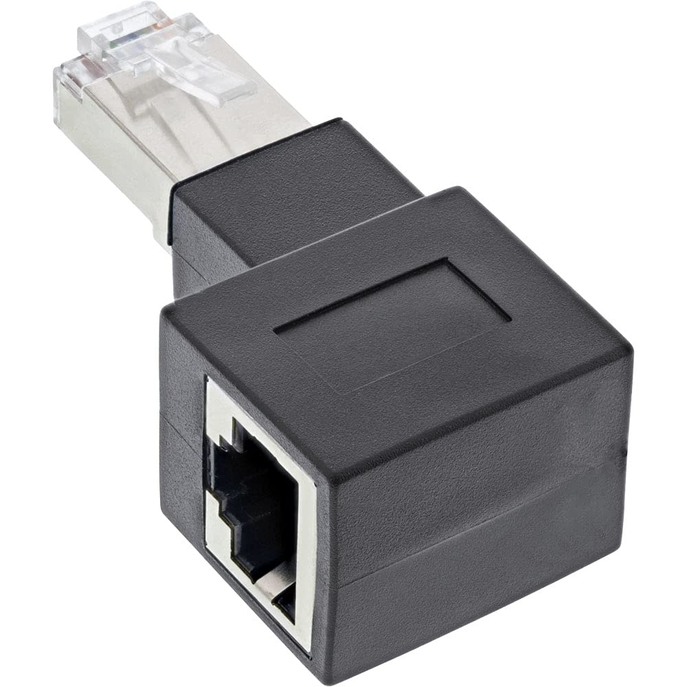 InLine® RJ45 Adapter Cat.6A, RJ45 Male/Female, 90° Right Angled