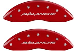 MGP Caliper Covers 14004SAVLRD 'Avalanche' Engraved Caliper Cover with Red Powder Coat Finish and Silver Characters, (Set of 4)