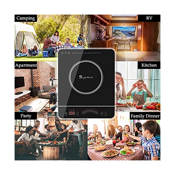 Induction Hob Portable, Single Induction Cooker, Electric Cooktop Hot Plate Ceramic Glass with Sensor Touch LED Display 3 Hours Timer 2000W