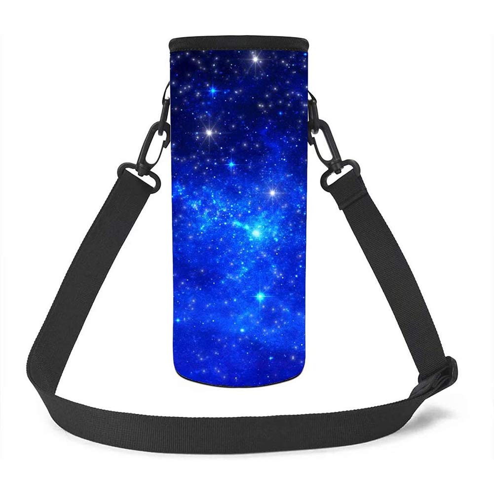 UOIMAG Starry Sky Water Bottle Pouch Neoprene Insulated Bottle Carrier Galaxy Outer Space Shoulder Strap Bottle Bag Pouch Small Size 500ML