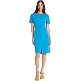 Maggy London Womens Sophisticated Crew Neck Sheath with Overlap Notch Hem Detail Career Workwear Desk to Dinner