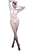 k.SELLOUT Women Full Body Stockings Oil Shiny Bodysuit Rave Outfits Clubwear