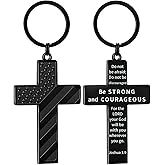 Religious Christian Keychain Accessories,Christian Keychain with Bible Verses,Baptism Gifts for Men and Women,First Communion Baptism Gifts Accessories to Birthday Christmas(Black Cross)