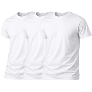 Fruit of the Loom Men's Crew Tee Undershirts, Moisture Wicking & Tag Free - White - 3 Pack Medium