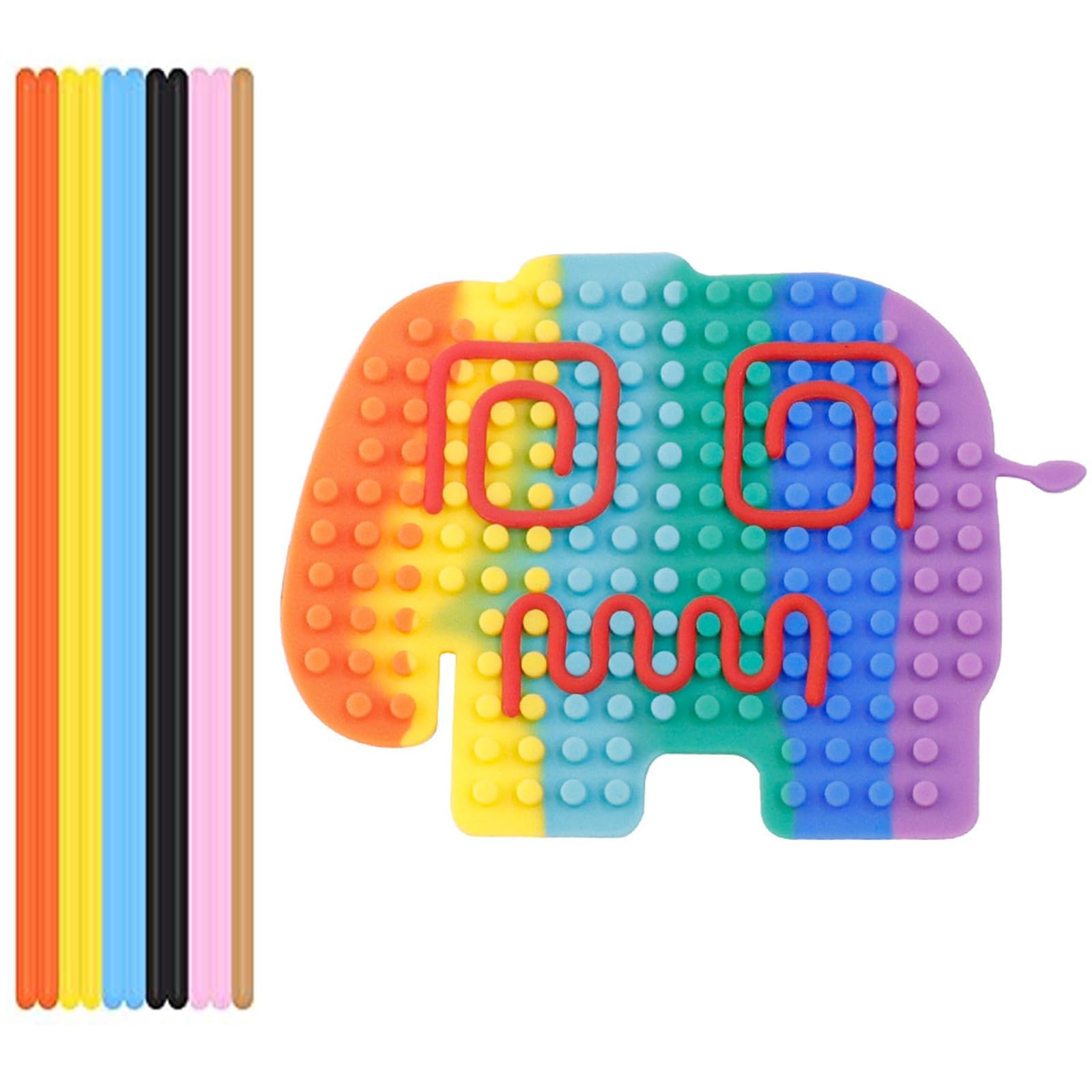 1 Set of Sensory Activity Board,Fidget Board,Silicone Travel Sensory Toy,Unisex Birthday Gift,Suitable for Children Aged 3 and Up (Elephant Design)