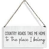 Vintage Country Roads Take Me Home Wall Sign Decor for Home Living Room Farmhouse Country Sign with Wood Wall Art Decor 12 × 6 Inch
