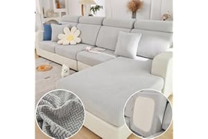 Disayu Magic Sofa Covers Couch Covers 2024 New Wear-Resistant Universal Sofa Covers Washable L Shape Stretch Couch Cushion Covers Slipcovers for Sectional Sofa (Texture Light Gray,Chaise Cover)