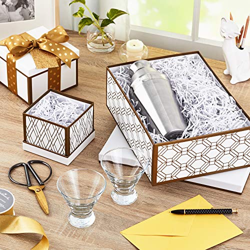 Hallmark Nested Gift Boxes with Lids and Fill (Set of 3, White and Gold, Assorted Sizes) for