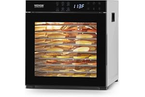 VEVOR Food Dehydrator Machine, 10 Stainless Steel Trays, 1000W Electric Food Dryer with Adjustable Temperature & 24-Hour Time