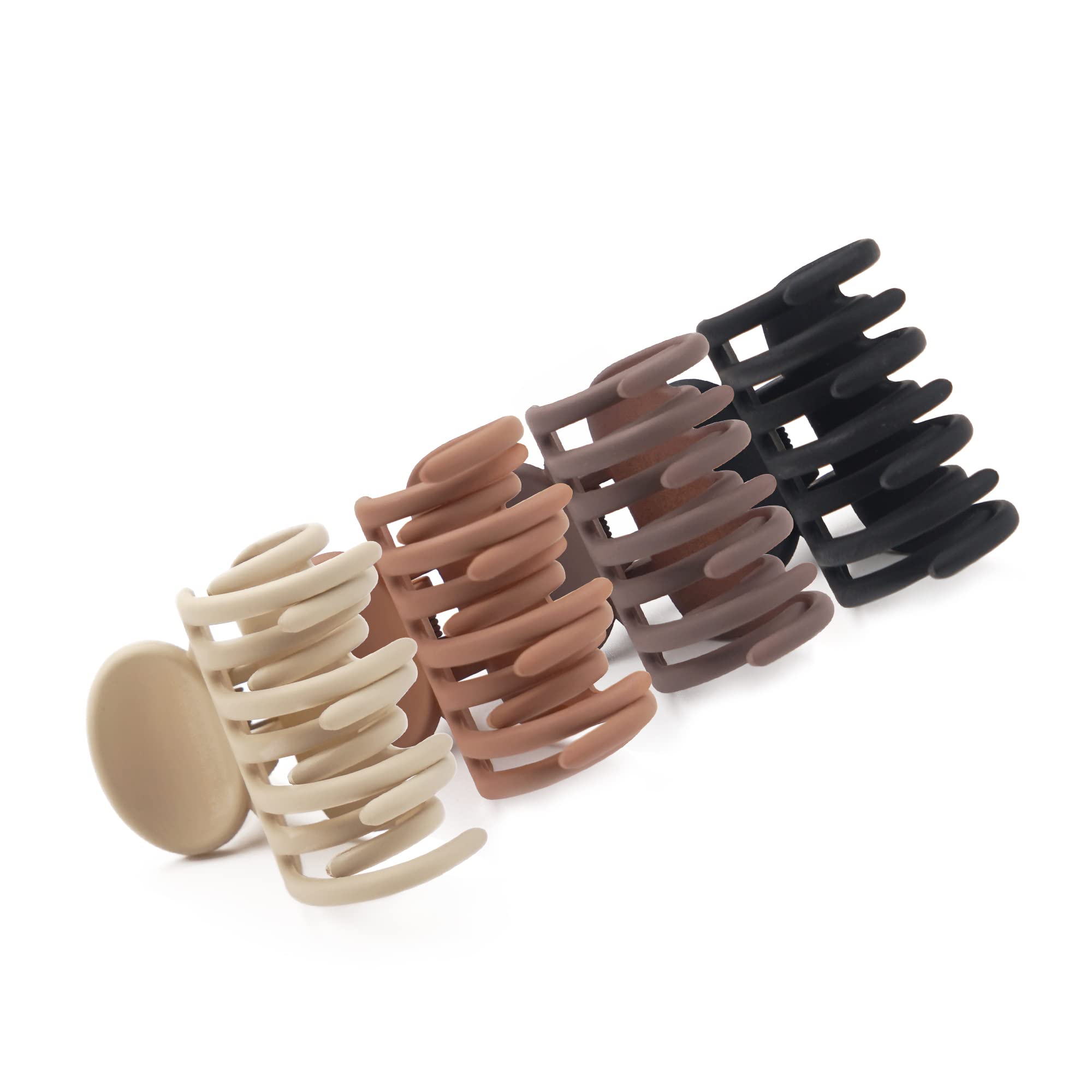 JOYOYO 4 Pcs Small Claw Clips for Thin Hair Double Row Teeth Hair Clips 1.5 Inch, Matte Natural Colors Non-slip Hair Accessories for Women and Girls High Ponytail