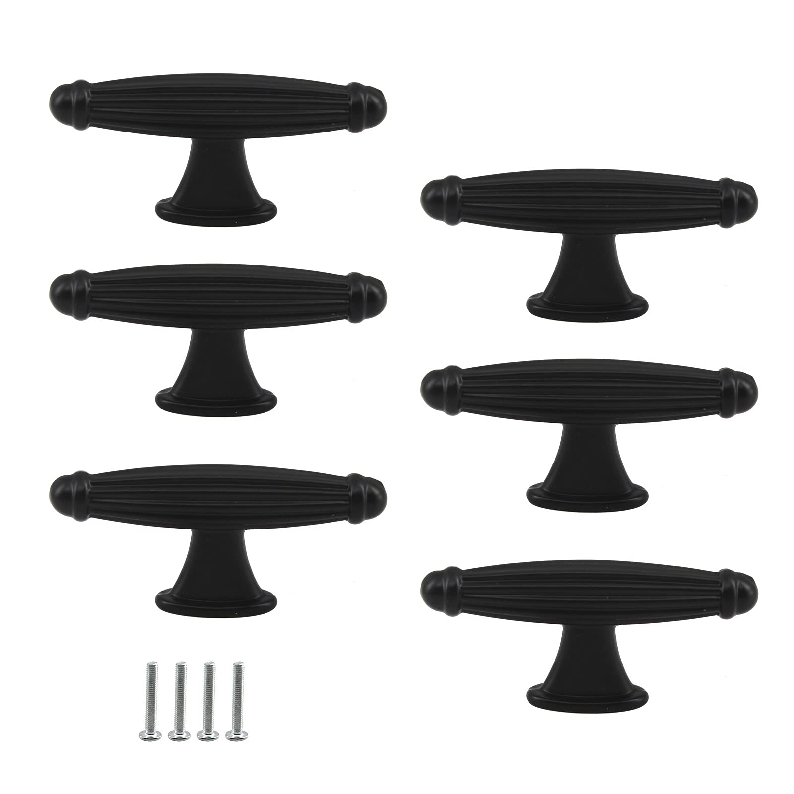 Zerniple Single Hole Black Handle Pull Solid Aluminum Alloy Drawer Wardrobe Handle Pull Kitchen Cabinet Handle Cupboard Knobs (6 Pieces)