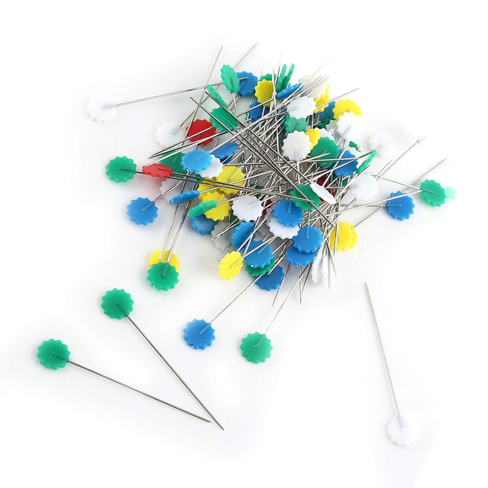 100pcs Flower Head Pins Stainless Steel Sewing Quilting Pins Multi-Color Fixed Position Patchwork Needles for DIY Craft Sewing Accessories