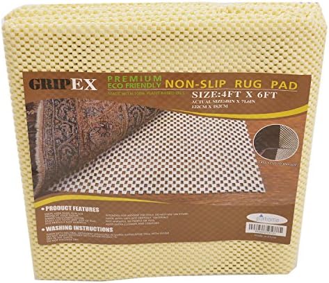 Non-Slip Non-Skid Rug Pad for Area Rugs and Runners Eco Friendly Made with 100% Plant Based Oils Grip-Ex (4' x 6')