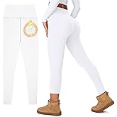 Uowou Women's Thick Fleece Lined Leggings High Waisted Tummy Control Thermal Warm Soft Yoga Pants for Cold Winter