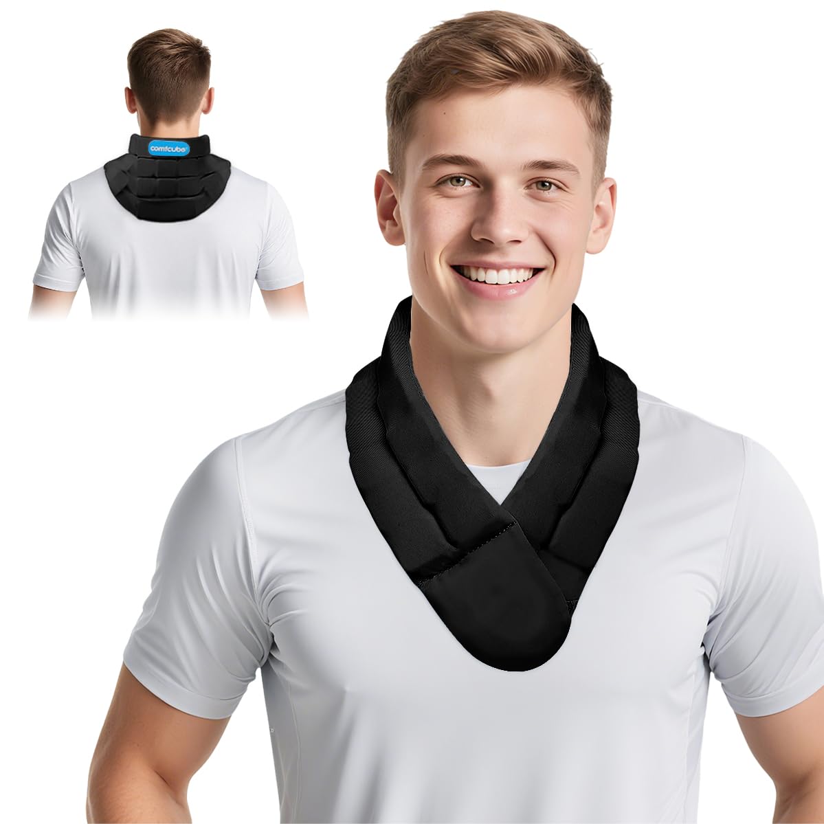 Photo 1 of Comfcube Neck Ice Pack Wrap for Cervical Pain and Cooling, 2 Hours Long Lasting Cold Ice Pack for Neck Injuries, Flexible Cold Pack for Hot Weather, Hot Flashes, Surgery, Office Pressure, Tension