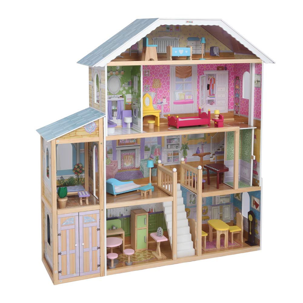 Buy JOYMOR 48" Large Dollhouse with Furniture, Wooden Play Mansion with