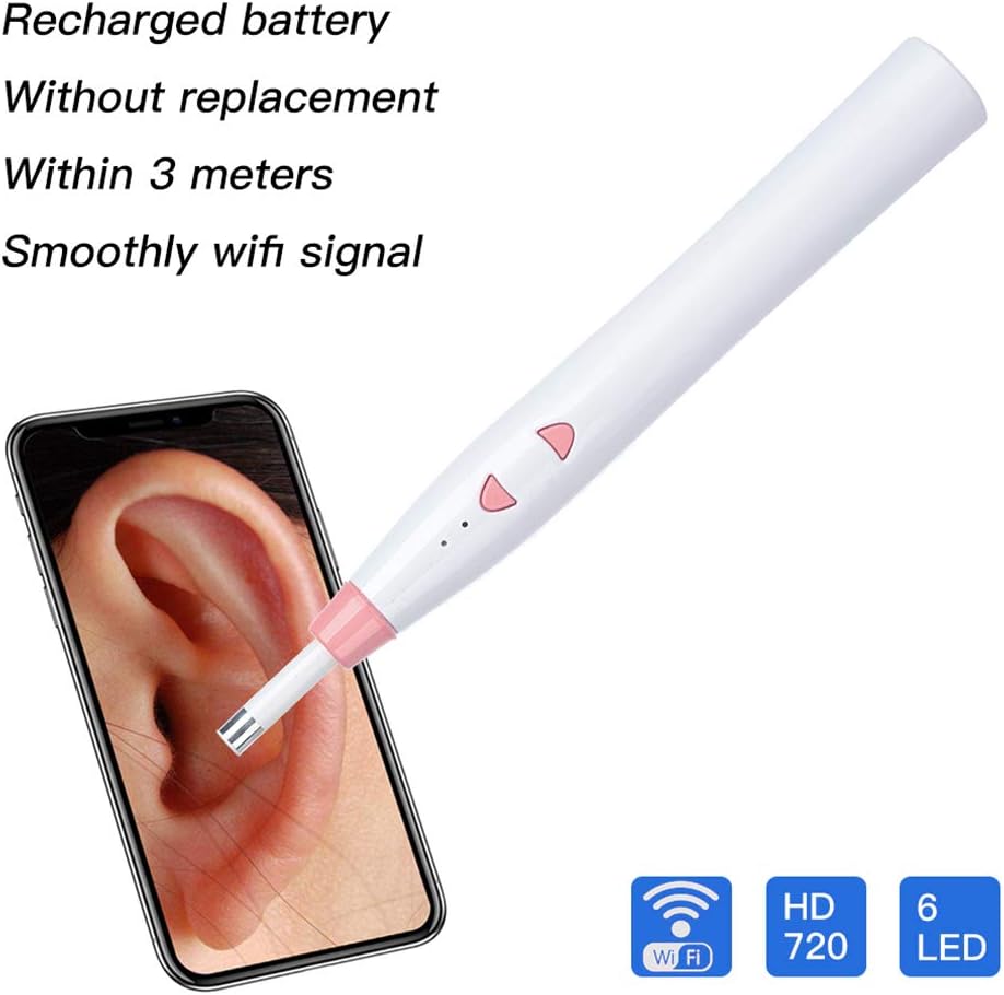 Wireless Otoscope F180 HD Wifi Visual Ear Endoscope Camera 5.5 mm Lens Ear Cleaner Earpick Otoscope with 6 LED Support Video Photo Recording