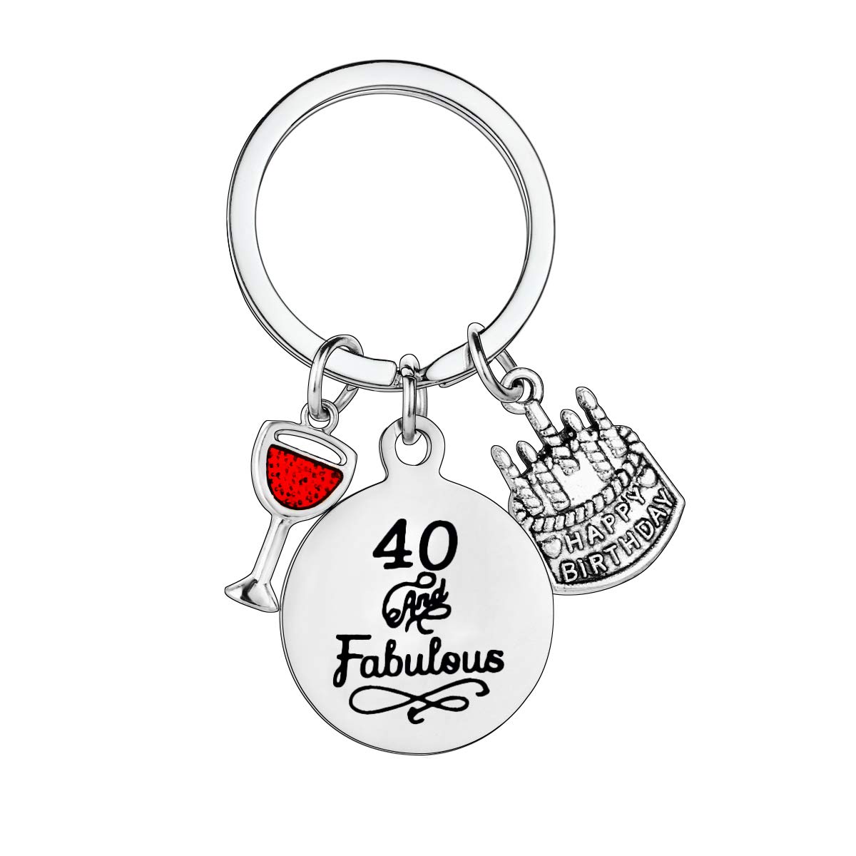 MADHAHEFU Birthday Gifts Live Laugh Love Birthday Keychains for Women Girls Inspirational Gifts for Friends Female (40th Birthday)