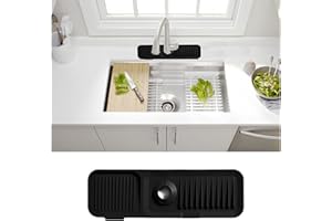 Ulifebetter Kitchen Sink Splash Guard, 45CM Silicone Faucet Splash Guard Sink Pad Faucet Handle Drip Catcher Tray Sink Counte