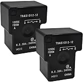 Relay T9AS1D12-12 (Set of 2), 12VDC 30A SPST-NO PCB Power Relay - Versatile for PC Board or Panel-Mounted Applications