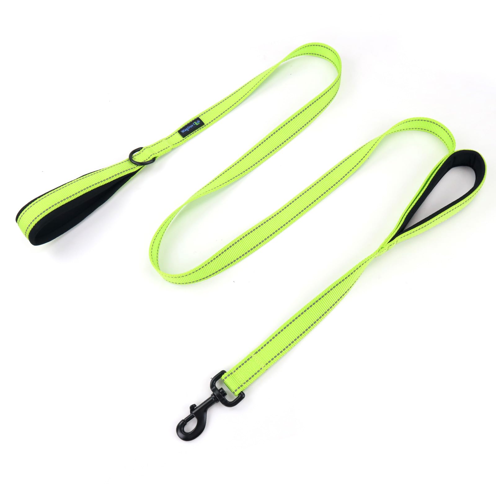 Soft &Thick Double Handle 6FT Leash with Reflective Stitching Premium Strength Dual Padded Handles for Medium, Large or XLarge Dog - 5 Vibrant Colors "Classic Comfort" (Reflective Neon Green)