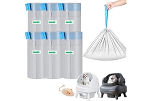KROPBOM 120 Count Automatic Cat Litter Box Liners Bags Compatible with NeakasaM1 Petpivot Autoscooper 11 and Similar Open-Top Self-Cleaning Cat Litter Box, Drawstring Handle Heavy Duty Leak-proof, 27 * 13in