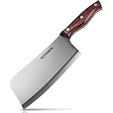 Professional Meat Cleaver Knife, 7 Inch Butcher Knife, Heavy Duty Bone Chopper, Ultra Sharp High Carbon Steel Blade, Ergonomic Non-Slip Handle for Bone Cutting, Vegetable Chopping, Restaurant, Kitchen