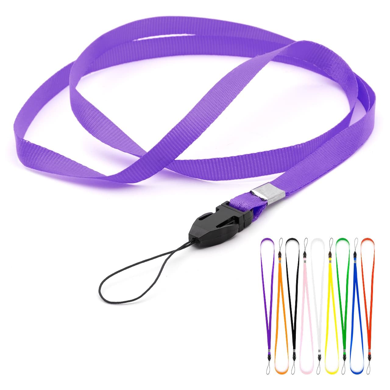 CKB LTD Purple 48cm Lanyards Neck Strap ID Badge Holders Loop Clip for Gym Key Name Tag Badge Pass Holder USB Flash Drive Cell Phone Key ID Card and Small Electronic Device (Pack of 50)