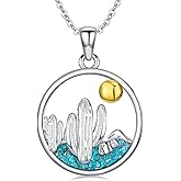 KoyeKei Western Necklace 925 Sterling Silver Turquoise Western Pendant Country Jewelry Gifts for Cowgirl Cowboy