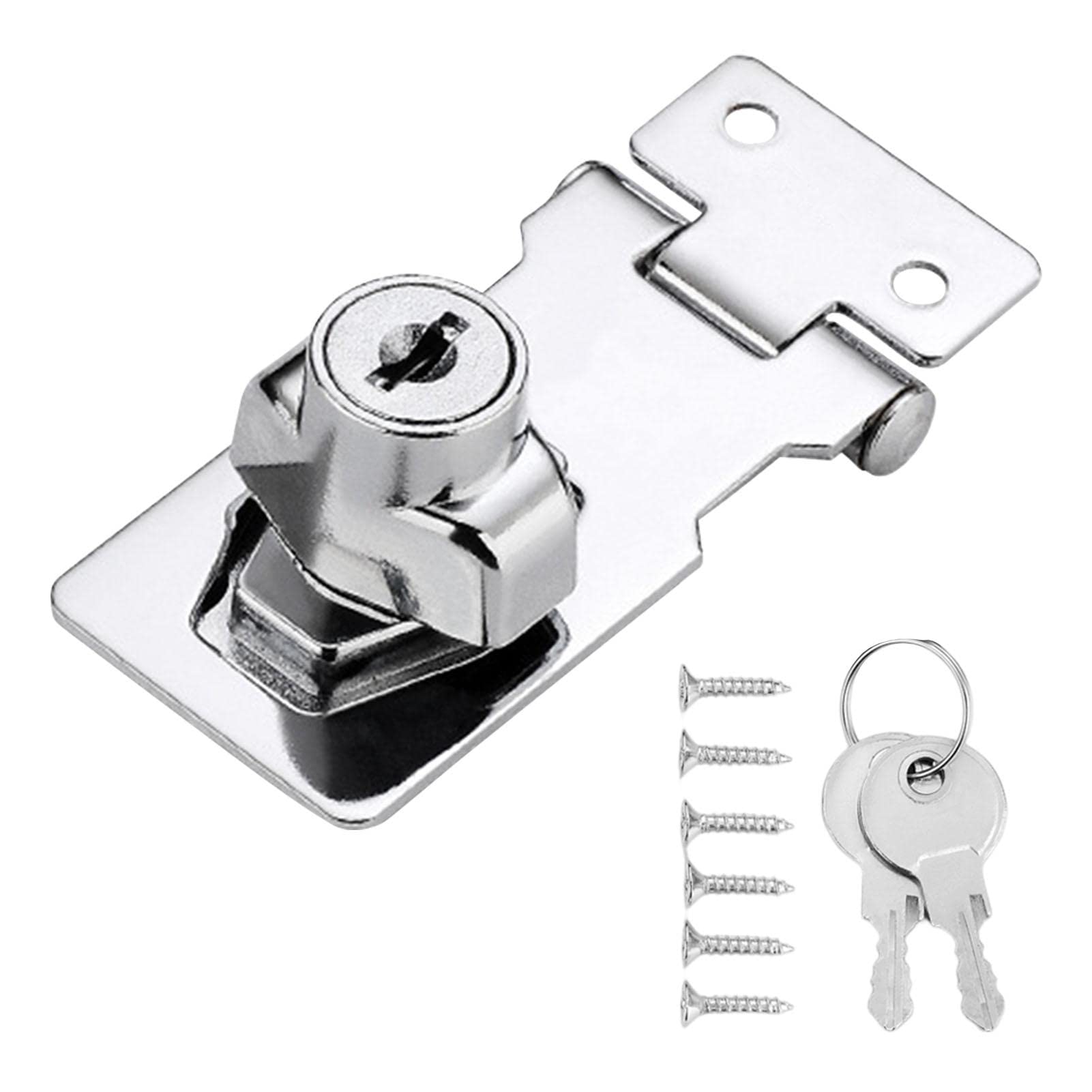 Keyed Locking Hasp Lock,90 Degrees Lock Hasp Turn Knob Keyed Locking Hasp Shed Lock,with 2 Keys,2.5inch Safety Door Clasp Metal Locking Hasp Gate Lock,for Shed Garage Garden Cupboard Bedroom