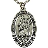 St Christopher Pewter Medal on a Stainless Steel Chain with Holy Card Gift Boxed Set