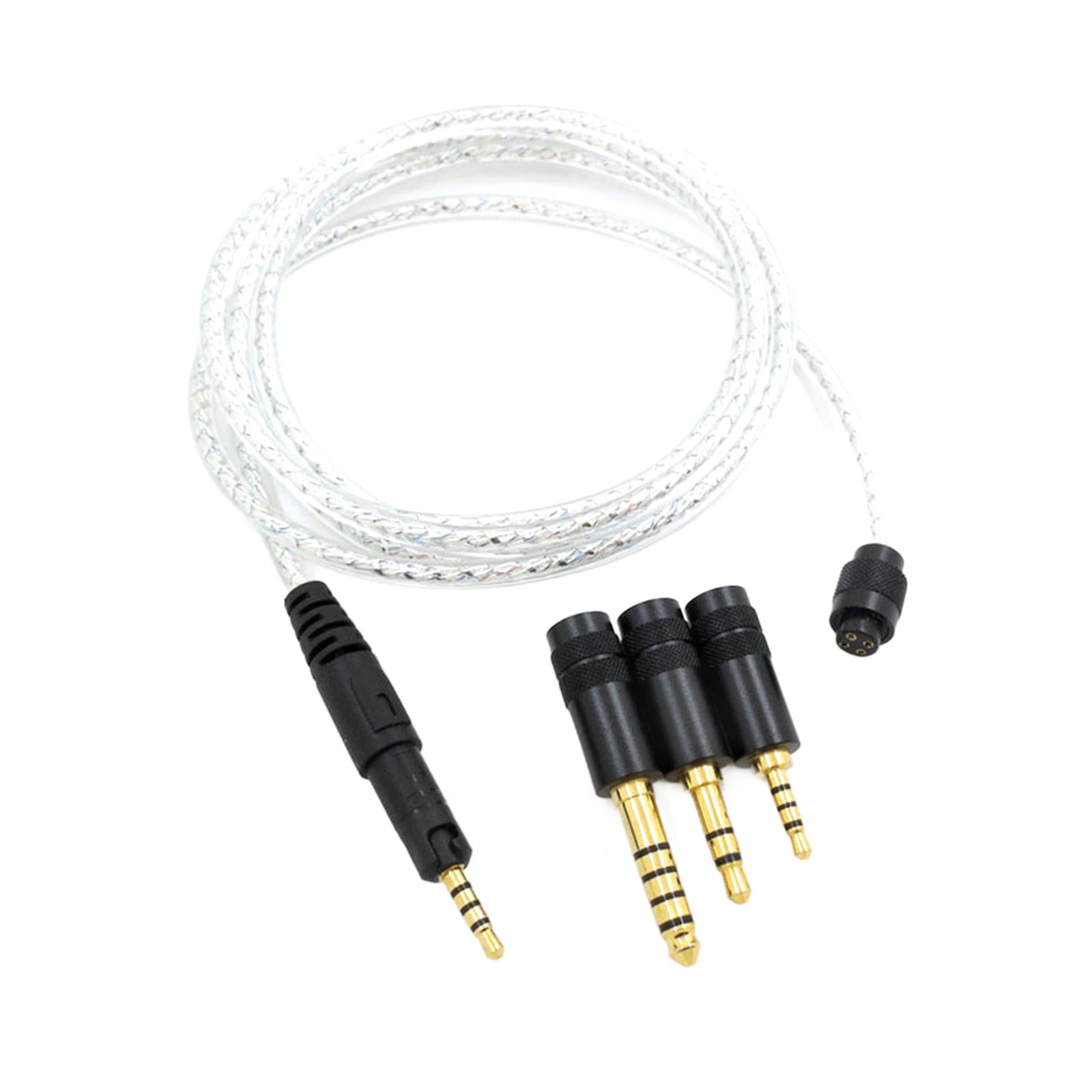 Yaowanguan Balanced Cable w/4.4mm,2.5mm,3.5mm Adapter for Audio-Technica ATH-M50X,ATH-M40X,ATH-M70X Headphones,M50X/M40X/M70X 3 in 1 Silver Plated Replacement Upgrade Wire