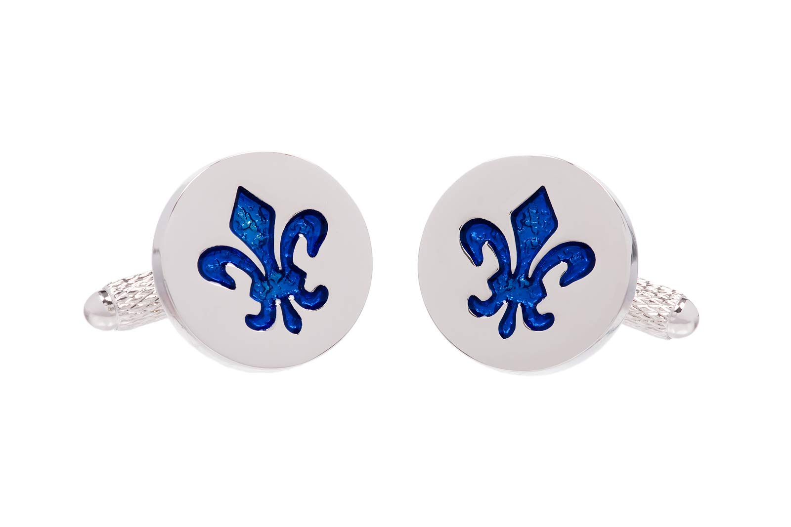 Fleur De Lis Design Blue Cufflinks in Gift Box - Onyx-Art London CK908