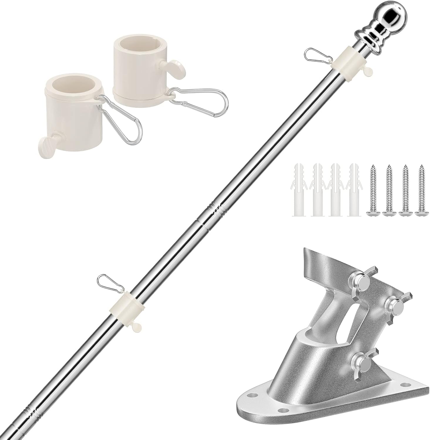 Flagpole Hardware - GLORYA 5ft Flag Pole with Holder - 1