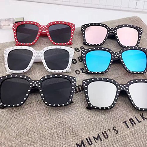 M-Egal Egal Rivet Kids Sunglasses Children Sun Glasses Square Baby Sun-shading Eyeglasses UV400 Boys Girls Eyewear black frame silver lens