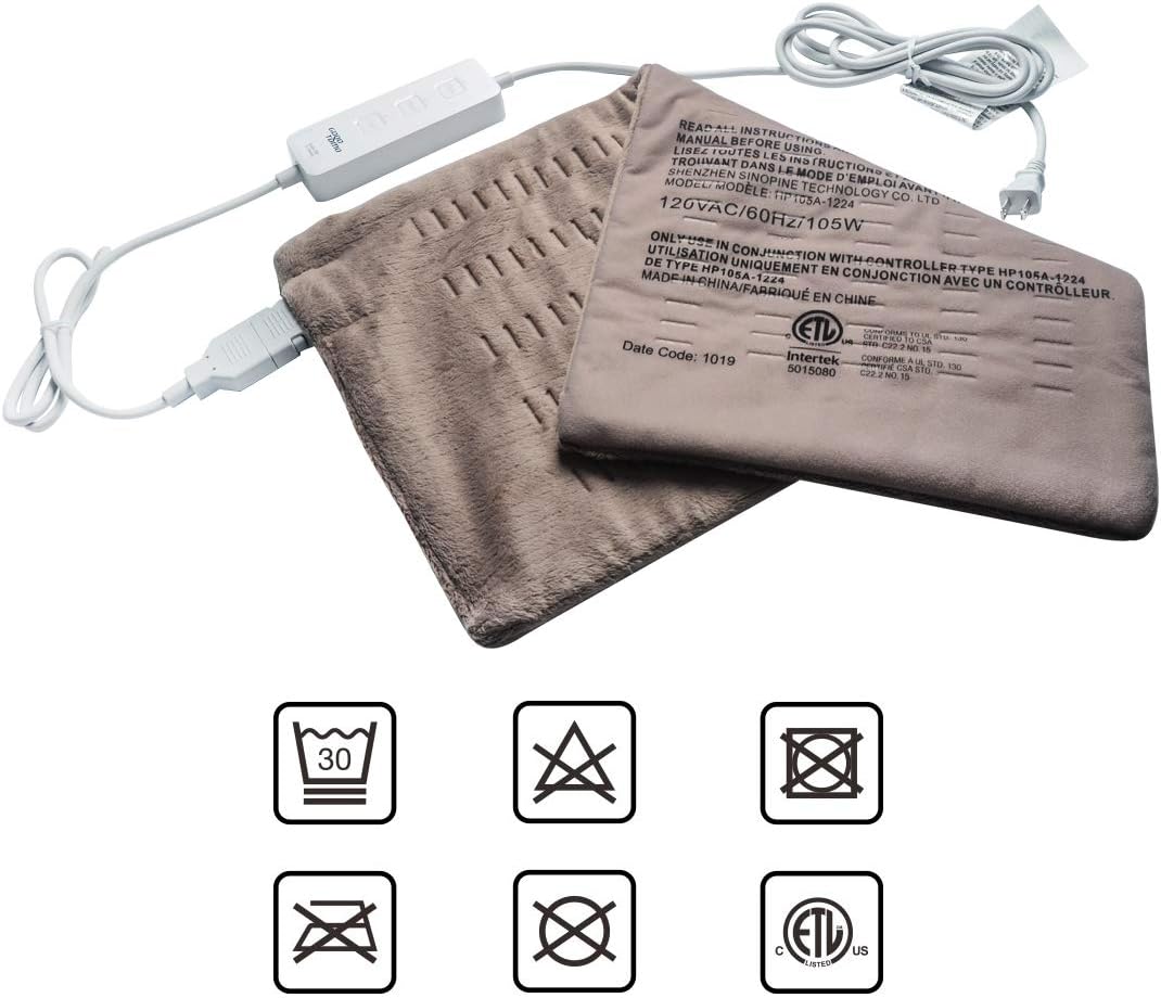 King Size Heating Pad for Back/Waist/Abdomen/Shoulder Pain Relief- 12" x 24" Moist and Dry Heat Therapy with Auto-Off and Machine Washable Hot Heated Pad by GOQOTOMO-HP001: Health & Personal Care