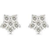 SAVEARTH DIAMONDS 1 Carat (Cttw) Round Cut Lab Created G-H Color Moissanite Diamond Flower Screw Back Stud Earrings In 14K Gold Over Sterling Silver Jewelry For Women Engagement, (VVS1 Clarity)