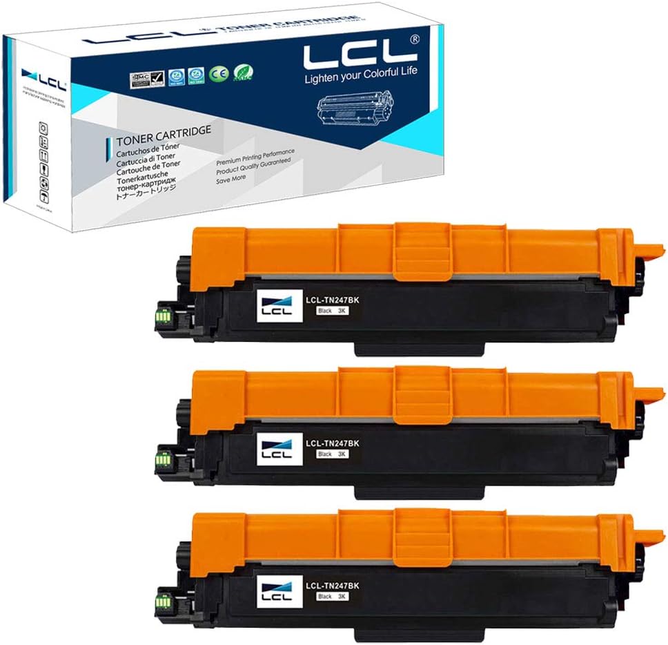 LCL Comatible Toner Cartridge TN243 TN247 TN-247 TN247BK TN-247BK 3000Pages (3 Black) Replacement for Brother HL-L3210CW HL-L3230CDW HL-L3270CDW MFC-L3710CDW MFC-L3750CDW