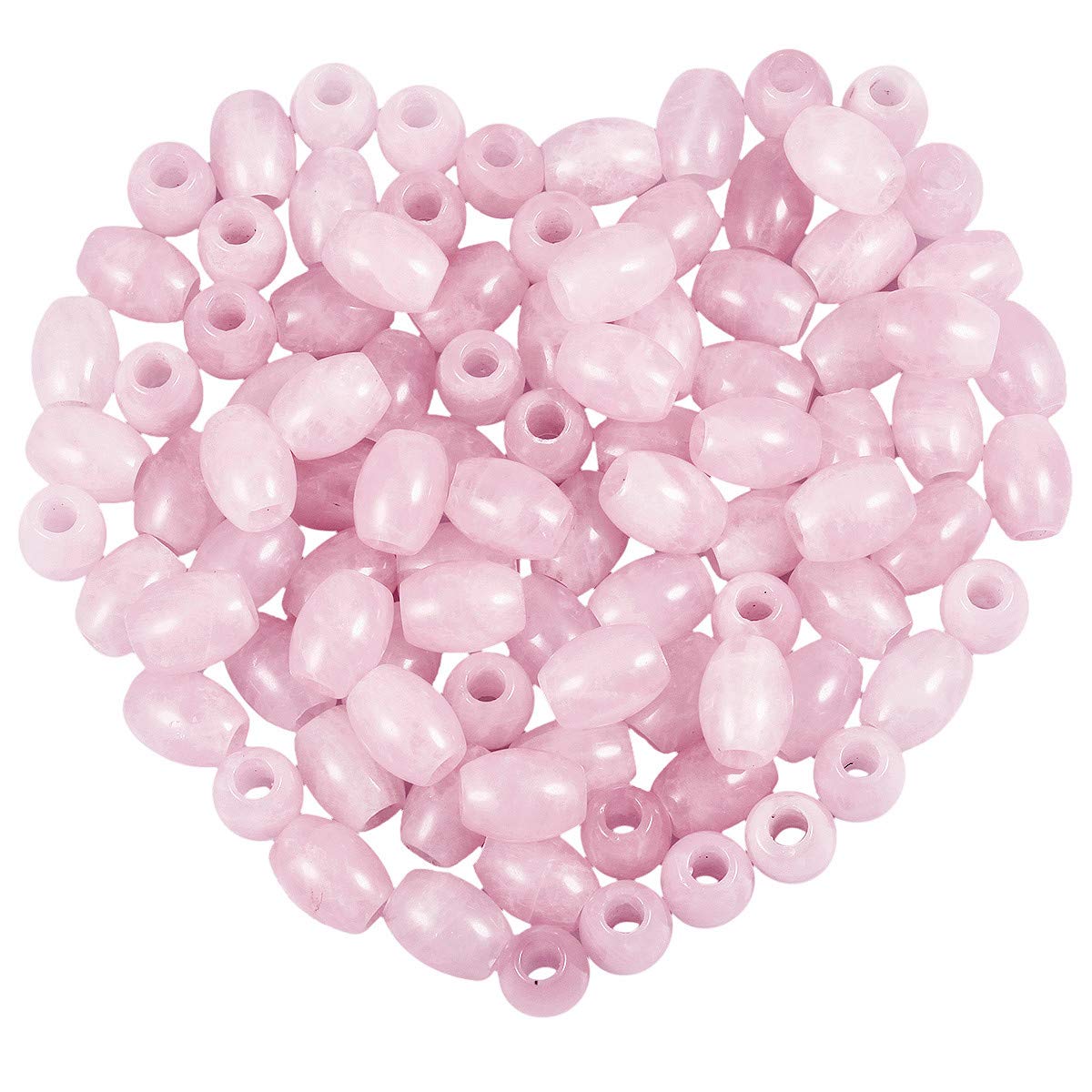 KYEYGWO Rose Quartz Large Hole Polished Gemstone Beads for Bracelets, Oval Loose Charms European Bead for Jewelry Making, Pack of 20