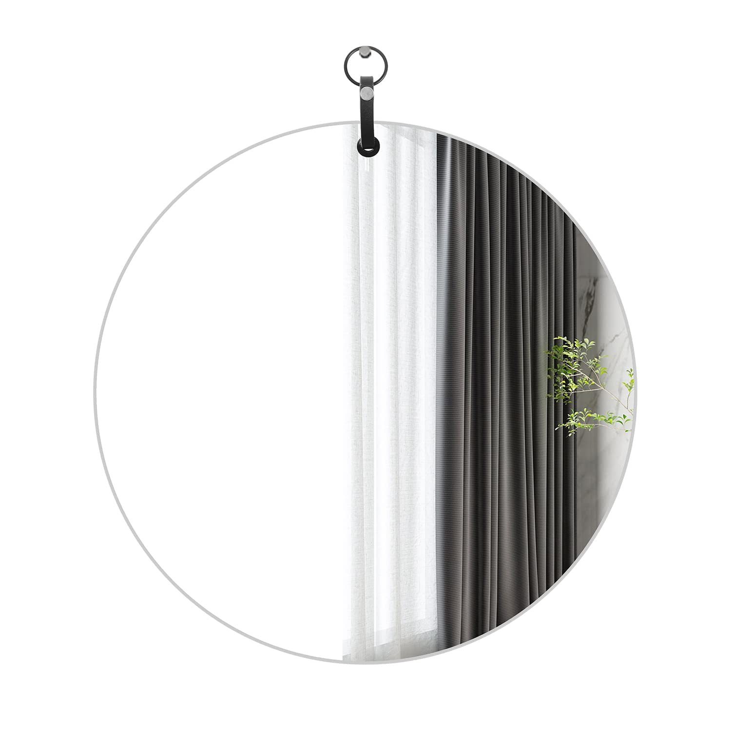 LONGWIN 11.8 Inch Frameless Round Mirror Hanging Wall Circle Mirror for Livingroom, Bedroom, Bathroom