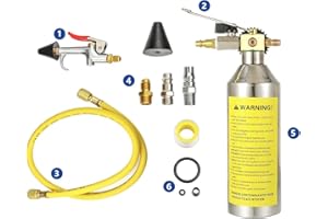 ZEAJSRU AC Flush Kit, Auto air Conditioning Pipeline Cleaning Tool Set,R134A R12 R22 R404 R410A AC System Flush Kit Can Tool with 220PSI Gauge, Air Fittings and Hose (01)