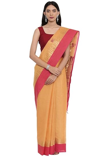 Womens Pure Cotton Saree With Running Blouse (CCOPSC12753_Mustard)