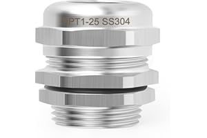 QCQIANG NPT1" Stainless Steel Waterproof Cable Gland with Nut, Adjustable 18-25mm Cable Gland Protectors