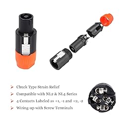 HBU 4 Sets (8 Packs) Speakon Connector Kit - 4pcs 4