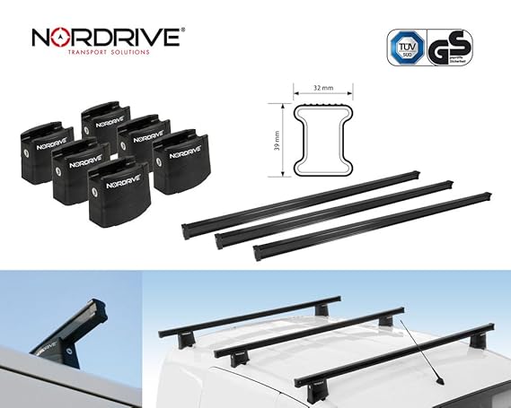Dachträger NORDRIVE KARGO 3-TRÄGER für Fiat Ducato 3 III 250 (07/2006->) - Max. 150 Kg + Abschließbar