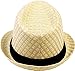 Younglove Summer Beach Straw Fedora Hat w/Solid Hat Band Beige 59CM