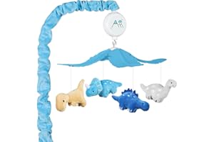 CLYMENE Dinosaur Baby Musical Crib Mobile - Dino Mobile for Crib with 12 Lullabies for Baby Boys and Girls | Dinosaur Nursery Decor