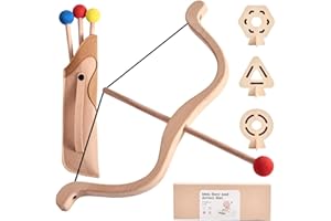 Temeemeg Kids Bow and Arrow Set Safe Foam Tip Wooden Bow and Arrow with 3 Targets for Indoor Outdoor Play Archery Set for Boy